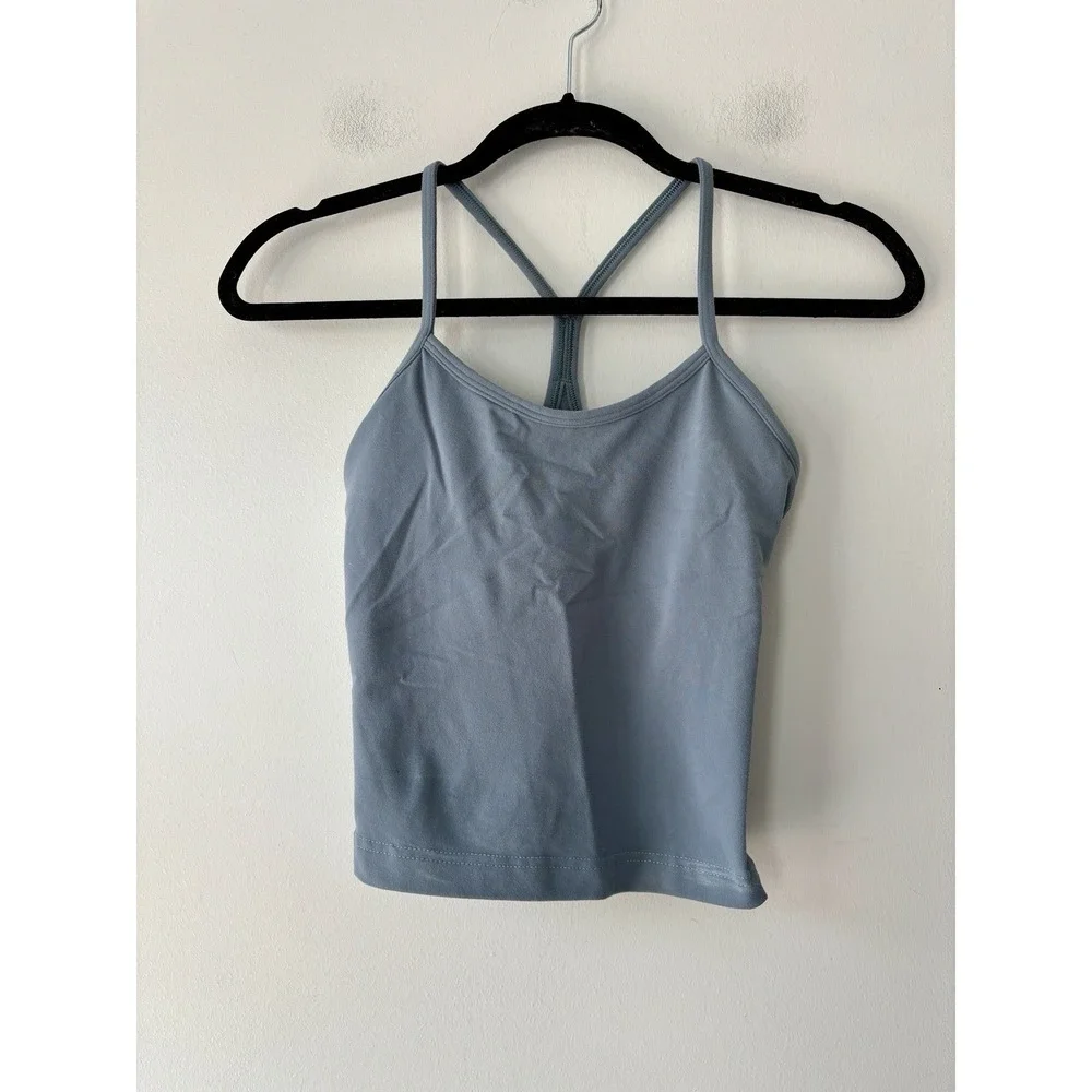 Lululemon Cropped Power Y Tank *Luon Blue Charcoal Size 2 Yoga Pilates Workout